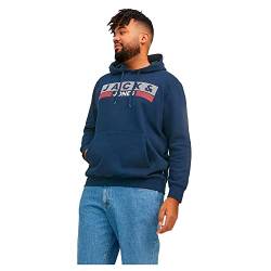 JACK & JONES Herren Hoodie Kapuzenpullover JJECORP Logo - Regular Fit Plussize, Größe:3XL, Farbe:Navy Blazer Play 4 12163777 von JACK & JONES