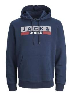 JACK & JONES Herren Hoodie Kapuzenpullover JJECORP Logo - Regular Fit Plussize, Größe:5XL, Farbe:Navy Blazer Play 4 12163777 von JACK & JONES