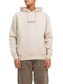 JACK & JONES Herren Hoodie Kapuzenpullover JORVESTERBRO - Relaxed Fit S-XXL, Größe:L, Farbe:Moonbeam 12241687 von JACK & JONES