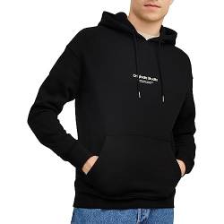 JACK & JONES Herren Hoodie Kapuzenpullover JORVESTERBRO - Relaxed Fit S-XXL, Größe:XXL, Farbe:Black 12241687 von JACK & JONES