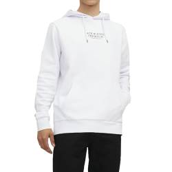 JACK & JONES Herren Hoodie Kapuzenpullover JPRBLUARCHIE- Regular Fit XS-XXL, Größe:XL, Farbe:White 12216335 von JACK & JONES