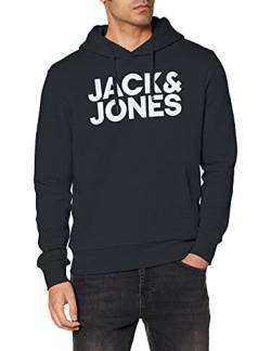 JACK & JONES Herren Hoodie Kapuzensweatshirt JJ Ecorp Logo Sweat Hood, Farbe:Blau, Artikel:- Navy Blazer, Größe:L von JACK & JONES