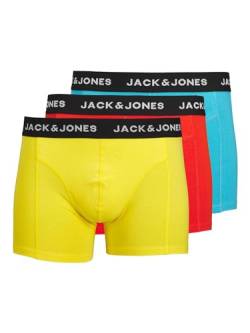 JACK&JONES Herren JACDAVID SOLID Trunks 3 Pack Boxershorts, Scuba Blue/Pack:Buttercup-Orange Red, M (3er Pack) von JACK & JONES