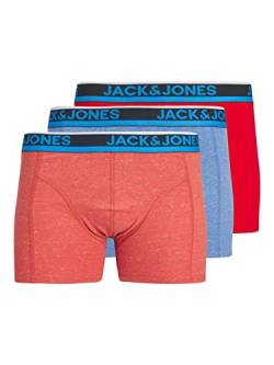 JACK & JONES Herren JACLUKE Trunks 3 Pack Boxershorts, Barbados Cherry/Pack:Barbados Cherry-Blue, S von JACK & JONES