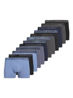 JACK&JONES Herren JACSHADE SOLID Trunks 12 Pack Boxershorts, Black/Pack:Asphalt-Vintage Indigo-Navy Blazer-Coronet Blue-Vintage Indigo-Black-Asphalt, XL von JACK & JONES