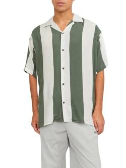 JACK&JONES Herren JCOJEFF AOP Resort Shirt SS Relax Kurzarmhemd, Agave Green/Stripes:Stripe, L von JACK & JONES