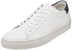 JACK & JONES Herren JFWCOREY Leather NOOS Sneaker, White/Detail:Navy/Red Dahlia, 45 EU von JACK & JONES