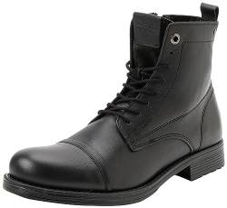 JACK&JONES Herren JFWSHAUN Leather Boot SN Schnürstiefelette, Anthracite, 44 EU von JACK & JONES