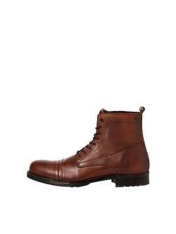 JACK&JONES Herren JFWSHAUN Leather Boot SN Schnürstiefelette, Cognac, 41 EU von JACK & JONES