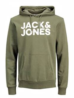 JACK & JONES Herren JJECORP Logo Sweat Hood, Dusty Olive/Large Print/W WHI, XXL von JACK & JONES