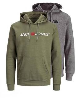 JACK & JONES Herren JJECORP Old Logo Sweat Hood 2PK, Dusty Olive/DustyOlive+MediumG, L von JACK & JONES