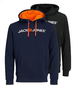 JACK & JONES Herren JJECORP Old Logo Sweat Hood 2PK MP, Black/Black+NavyBlazer(NEON), M von JACK & JONES