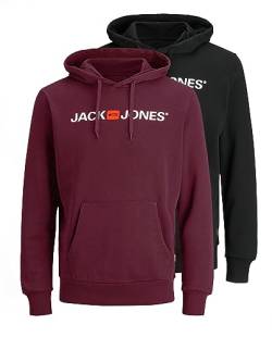 JACK & JONES Herren JJECORP Old Logo Sweat Hood 2PK MP, Port Royale/PortRoyale+Black, L von JACK & JONES