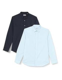 JACK&JONES Herren JJJOE Shirt LS 2 Pack MP Businesshemden, Cashmere Blue/Pack:Cashmere Blue + Navy Blazer, Large von JACK & JONES