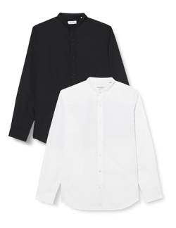 JACK & JONES Herren JJJOE Shirt LS Mao 2MP Businesshemden, White/Pack:White + Black, L von JACK & JONES