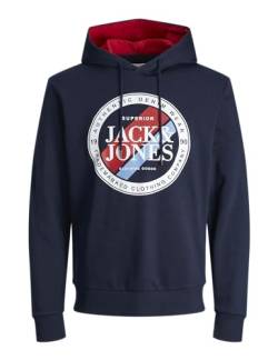 JACK&JONES Herren JJLOOF Sweat Hood Kapuzenpullover, Navy Blazer, S von JACK & JONES