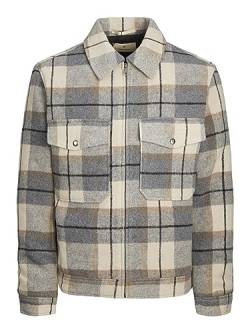 JACK&JONES Herren JPRBLUBAXTER Wool Jacket SN Jacke, Lead Gray/Checks:Check, S von JACK & JONES