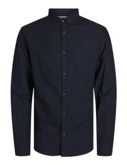 JACK&JONES Herren JPRCCMAZE Linen Shirt L/S Button DOWN Langarmhemd, Night Sky/Fit:Comfort FIT, L von JACK & JONES
