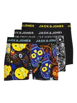 JACK & JONES Herren Jacjames Trunks 3 Pack Noos Boxershorts, Black/Detail:black - Blazing Yellow, XL EU von JACK & JONES