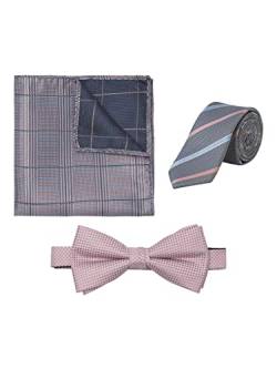 JACK & JONES Herren Jacrilo Summer Giftbox Set aus Krawatte und Fliege, Prism Pink/Detail:Tie-Hankie w. Checks-Bowtie, ONE Size von JACK & JONES