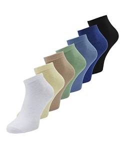 JACK & JONES Herren Jacroman Short 7 Pack Socken, White/Pack:Silver Lake Blue-Absinthe Green-Crockery-Pastel Yellow-Navy Blazer-Black, ONE Size von JACK & JONES