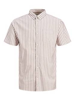 JACK & JONES Herren Jcomarina Stripe Shirt Ss Hemd, Twilight Mauve/Stripes:Stripes, L von JACK & JONES