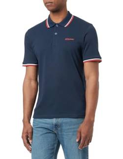 JACK&JONES Herren Jjcampa Polo Ss Poloshirt, Navy Blazer/Print:SMALL, M von JACK & JONES