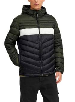 JACK & JONES Herren Jjehero Puffer Hood Noos,Rosin/Detail:blocked - Black/White,L von JACK & JONES