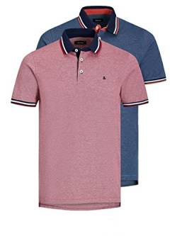 JACK & JONES Herren Jjepaulos 2 Packung Poloshirt - Rio Rot/Denim Blau - S von JACK & JONES