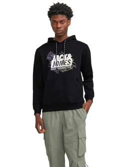 JACK & JONES Herren Kapuzenpullover Hoodie JCOMAP Logo - Regular Fit S- XXL, Größe:L, Farbe:Black 12252310 von JACK & JONES