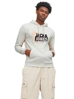 JACK & JONES Herren Kapuzenpullover Hoodie JCOMAP Logo - Regular Fit S- XXL, Größe:L, Farbe:Moonbeam 12252310 von JACK & JONES