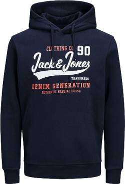 JACK & JONES Herren Kapuzenpullover Hoodie Sweat Tolk44 (8XL, 92 Navy) von JACK & JONES