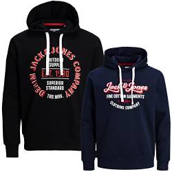 JACK & JONES Herren Kapuzenpullover Übergröße Big Plus Size Hoodie Sweatshirt Sweat 3XL 4XL 5XL 6XL 7XL 8XL At4io (3XL, 2er Mix @44) von JACK & JONES