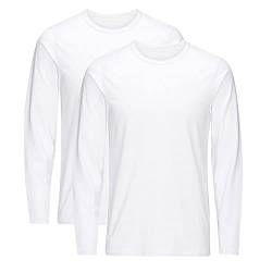 JACK & JONES Herren Langarmshirt 2er Pack Rundhals Langarm Basic T-Shirt LS Shirt Longsleeve Tee Core O-Neck S M L XL XXL, Größe:L, Farbe:Weiß von JACK & JONES