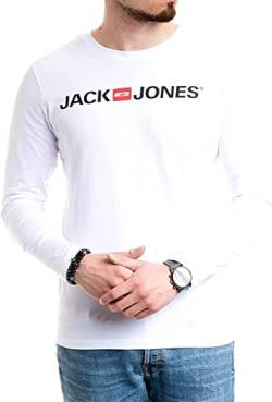 JACK & JONES Herren Langarmshirt aus Baumwolle - Longsleeve Männer (White Corp - 3XL) von JACK & JONES