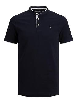 JACK & JONES Herren Polo T-Shirt Pique Hemd Kurzarm Basic Oberteil Cotton Logostickerei JJEPAULOS, Farben:Dunkelblau, Größe:M von JACK & JONES