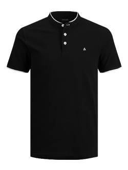 JACK & JONES Herren Polo T-Shirt Pique Hemd Kurzarm Basic Oberteil Cotton Logostickerei JJEPAULOS, Farben:Schwarz-2, Größe:XXL von JACK & JONES