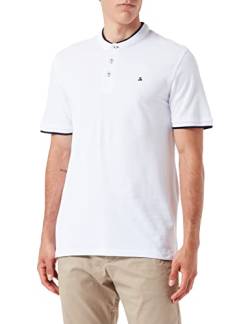 JACK & JONES Herren Polo T-Shirt Pique Hemd Kurzarm Basic Oberteil Cotton Logostickerei JJEPAULOS, Farben:Weiß, Größe:L von JACK & JONES