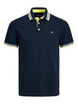 JACK & JONES Herren Poloshirt JJEPAULOS Slim Fit S M L XL XXL 100% Baumwolle, Größe:XL, Farbe:Dark Navy NEON 12136668 von JACK & JONES