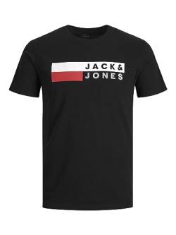 JACK & JONES Herren Rundhals T-Shirt JJECORP Logo - Regular Fit Plussize XXL-8XL, Größe:5XL, Farbe:Black Play 4 12158505 von JACK & JONES