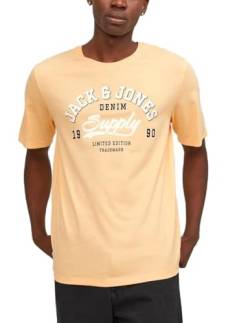 JACK & JONES Herren Rundhals T-Shirt JJELOGO - Regular Fit S M L XL XXL Cotton, Größe:S, Farbe:Apricot Ice Melange 12246690 von JACK & JONES