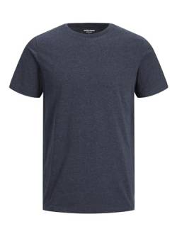 JACK & JONES Herren Rundhals T-Shirt JJEORGANIC - Regular Fit XS S M L XL XXL Grün Grau Blau Baumwolle, Größe:S, Farbe:Navy Blazer Melange 12222887 von JACK & JONES