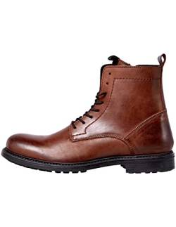 JACK & JONES Herren Schuhe Jfwfrances Leather Boots Winterstiefel Stiefeletten (Cognac, eu_footwear_size_system, adult, men, numeric, medium, numeric_41) von JACK & JONES