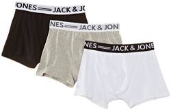 JACK & JONES Herren Sense Trunks 3-pack Noos Boxershorts, Mehrfarbig (Black/White/Grey), S EU von JACK & JONES