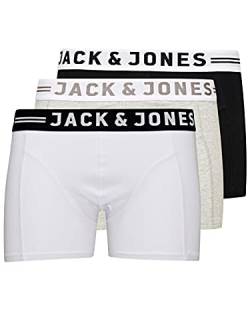 JACK & JONES Herren Sinn 3 Pack Boxer Slips - Lt Grau Melange/Schwarz - M von JACK & JONES