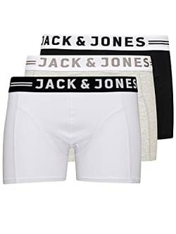 JACK & JONES Herren Sinn 3 Pack Boxer Slips - Lt Grau Melange/Schwarz - XL von JACK & JONES