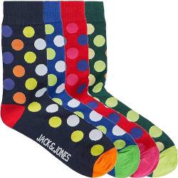 JACK & JONES Herren Socken Jaccolorful Dot Sock Freizeitsocken Gepunktet Midisocken Wadenlang (as3, alpha, one_size, regular, regular, 4er Pack) von JACK & JONES