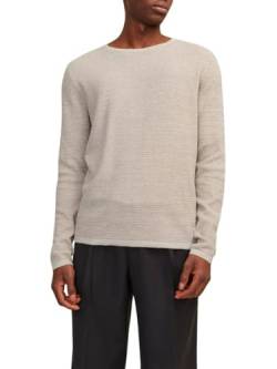 JACK & JONES Herren Strickpullover Jjegreg Knit Crew Neck Sn, Crockery/Detail:with Cloud Dancer, L von JACK & JONES