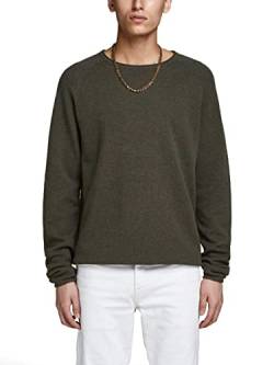 JACK & JONES Herren Strickpullover Rundhals Basic Langarm Sweater Baumwolle Shirt JJEHILL, Farben:Olive,Größe Pullover:S von JACK & JONES