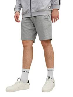 JACK & JONES Herren Sweat Short JPSTSHARK - Relaxed Fit - Plussize Schwarz Blau, Größe:44, Farbe:Light Grey Melange 12229945 von JACK & JONES